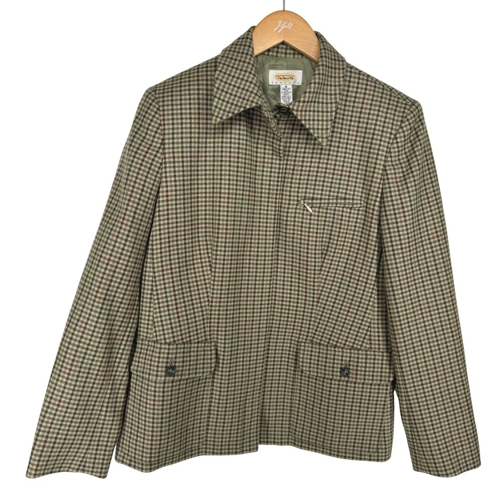 Vintage Talbots Plaid Coat Jacket Preppy Heritage Flap Pockets Equestrian 8 P